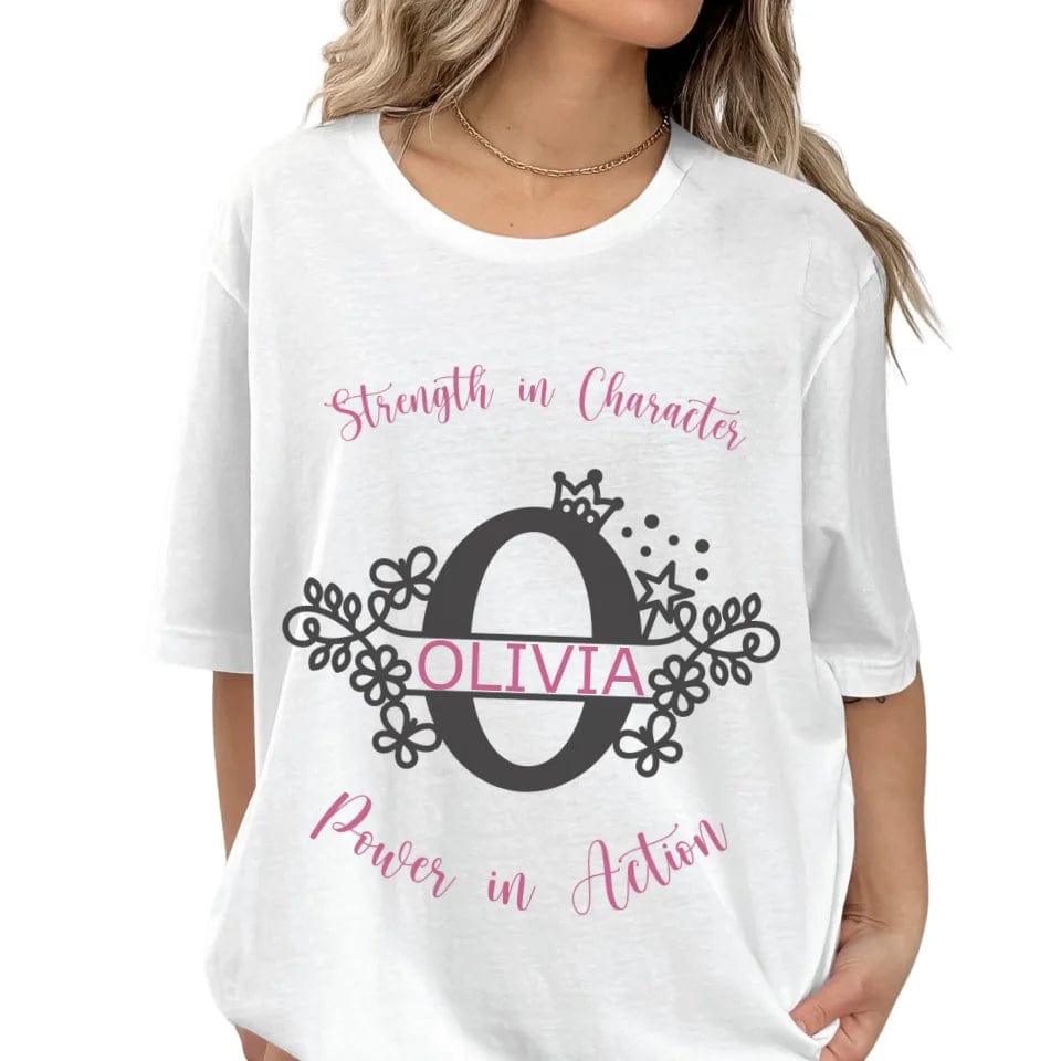 Custom Floral Princess Split Letter Monogram T-Shirt - ART-TSH065 - ARTFULANE