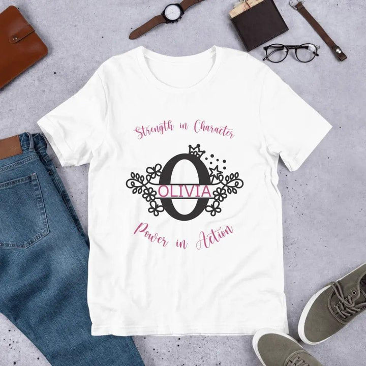 Custom Floral Princess Split Letter Monogram T-Shirt - ART-TSH065 - ARTFULANE