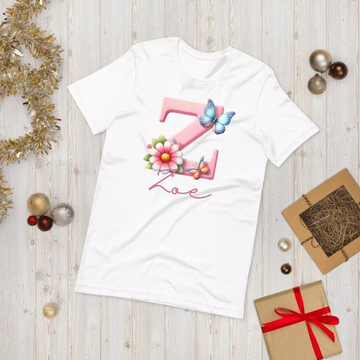 Custom Flowers and Butterflies Alphabet T-Shirt – ART-TSH017 - ARTFULANE