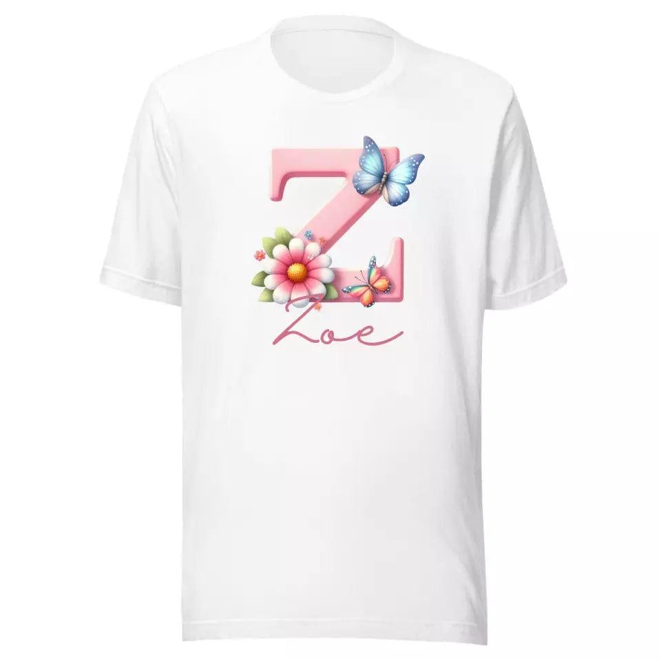 Custom Flowers and Butterflies Alphabet T-Shirt – ART-TSH017 - ARTFULANE