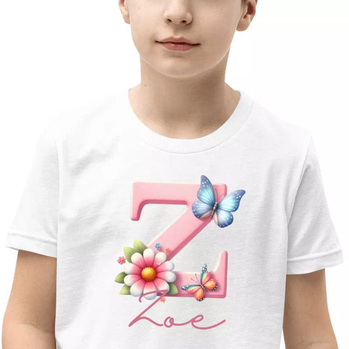 Custom Flowers and Butterflies Alphabet T-Shirt – ART-TSH017 - ARTFULANE