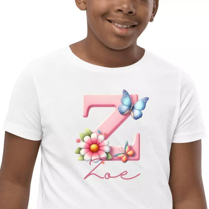 Custom Flowers and Butterflies Alphabet T-Shirt – ART-TSH017 - ARTFULANE