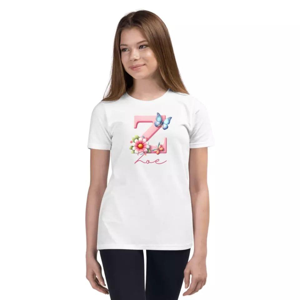 Custom Flowers and Butterflies Alphabet T-Shirt – ART-TSH017 - ARTFULANE