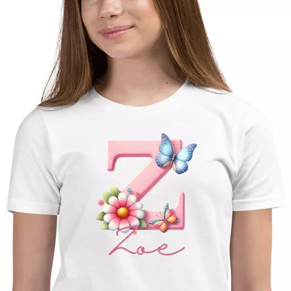 Custom Flowers and Butterflies Alphabet T-Shirt – ART-TSH017 - ARTFULANE