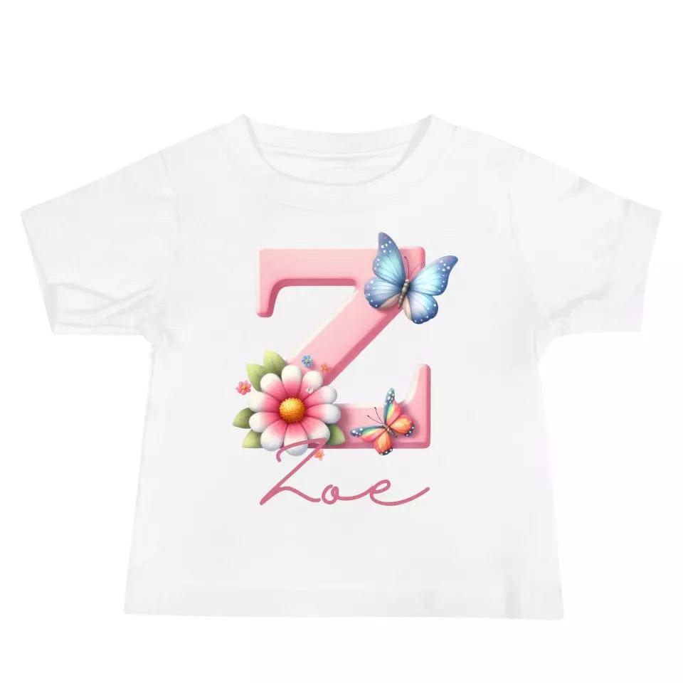 Custom Flowers and Butterflies Alphabet T-Shirt – ART-TSH017 - ARTFULANE