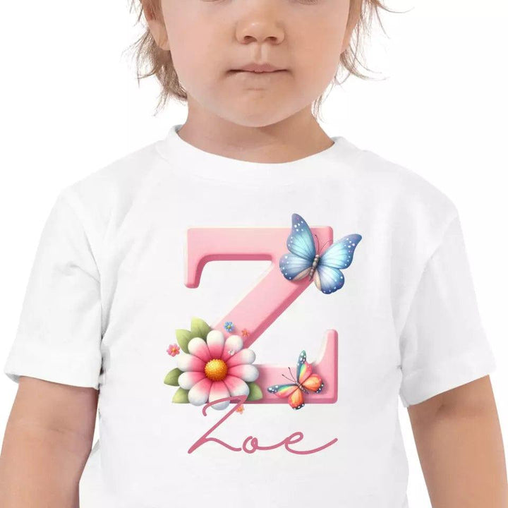 Custom Flowers and Butterflies Alphabet T-Shirt – ART-TSH017 - ARTFULANE