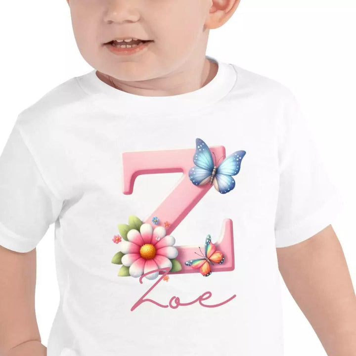 Custom Flowers and Butterflies Alphabet T-Shirt – ART-TSH017 - ARTFULANE