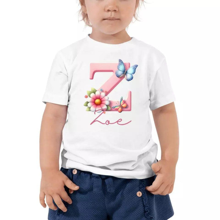 Custom Flowers and Butterflies Alphabet T-Shirt – ART-TSH017 - ARTFULANE