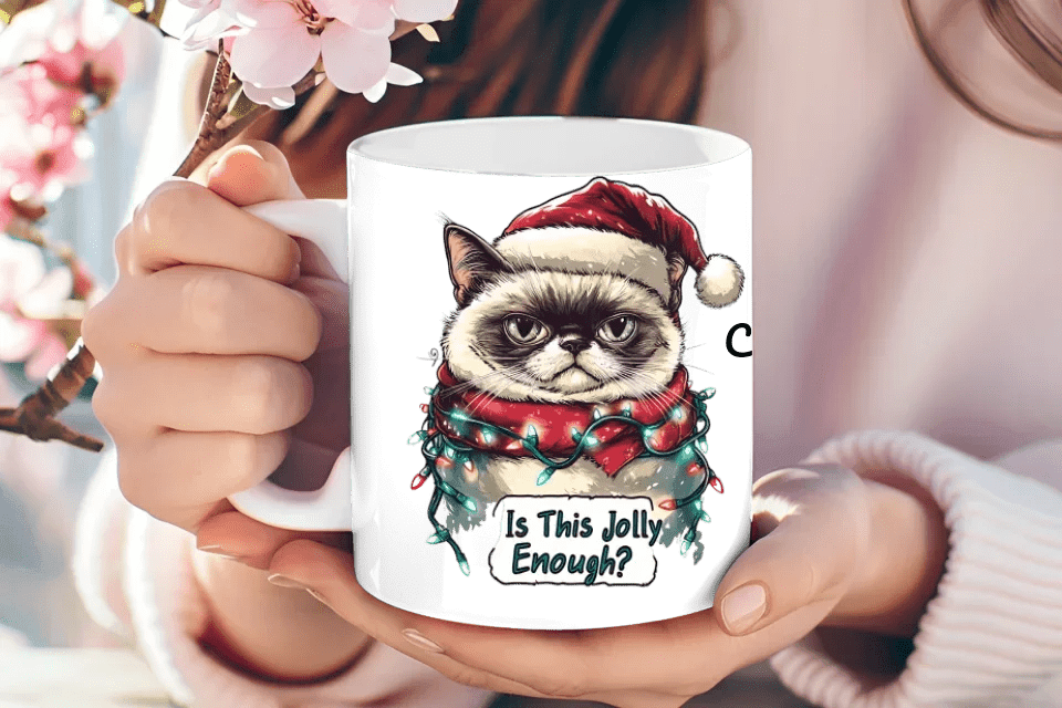 Custom Funny Cat Christmas Mug - ARTFULANE