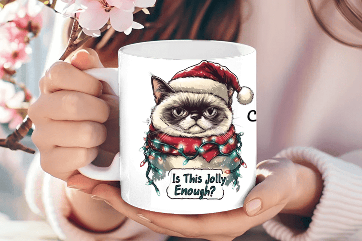 Custom Funny Cat Christmas Mug - ARTFULANE