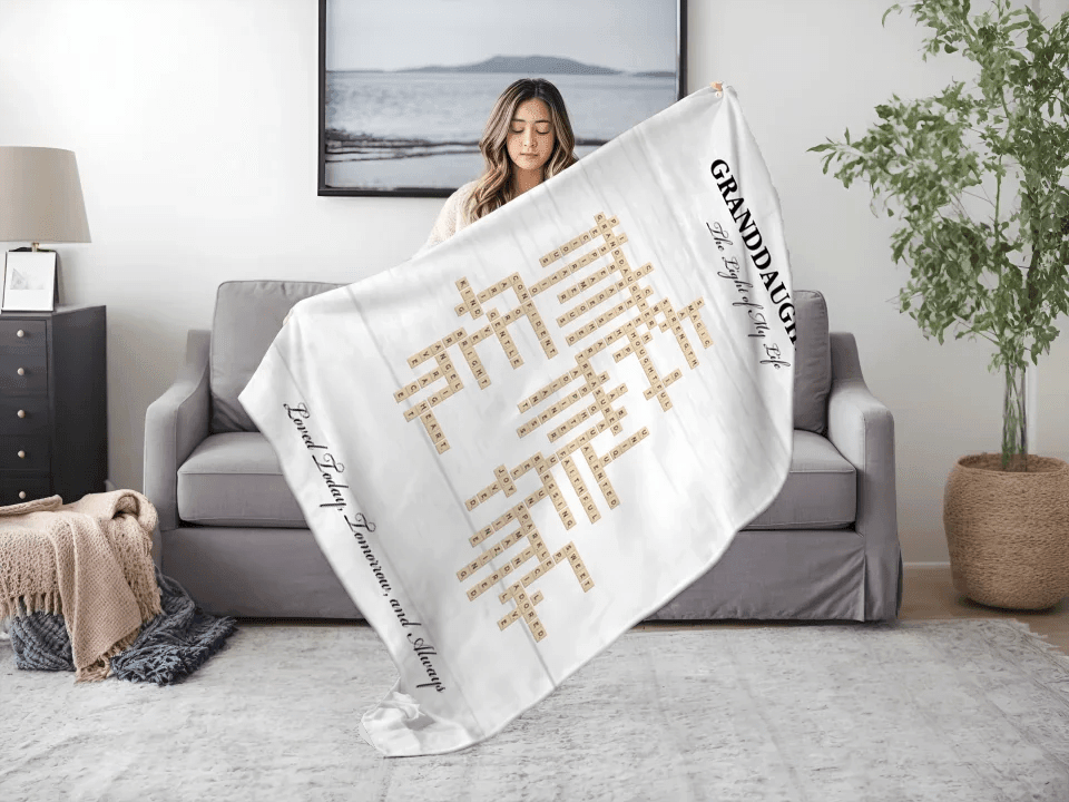 Custom Granddaughter Word Tile Blanket - ARTFULANE