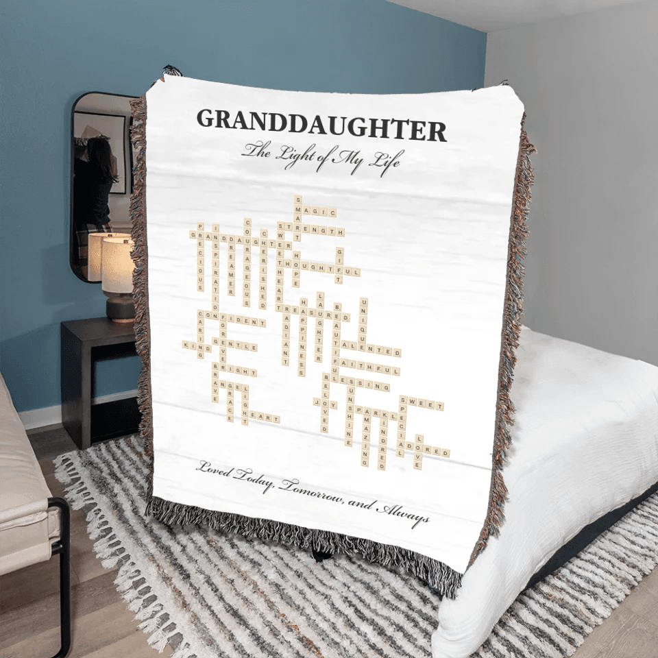 Custom Granddaughter Word Tile Blanket - ARTFULANE