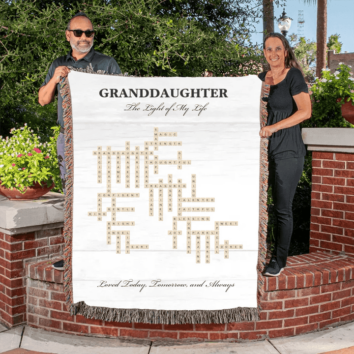 Custom Granddaughter Word Tile Blanket - ARTFULANE