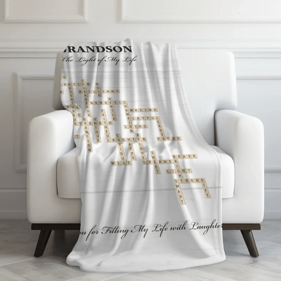 Custom Grandson Word Tile Blanket - ART-BLK396.16 - ARTFULANE