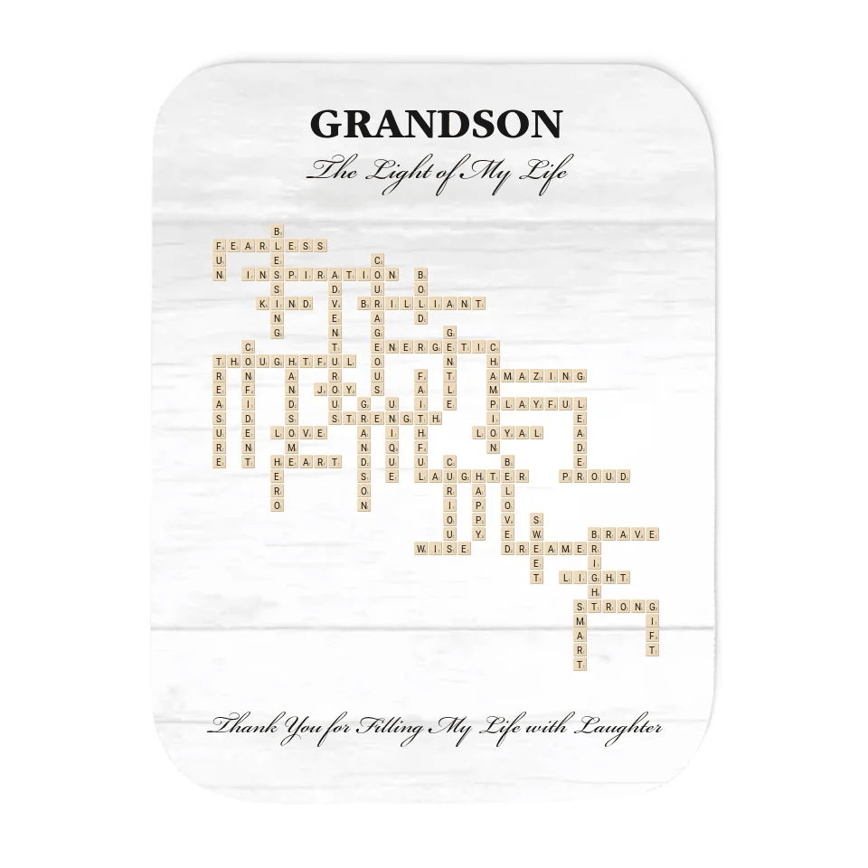 Custom Grandson Word Tile Blanket - ART-BLK396.16 - ARTFULANE