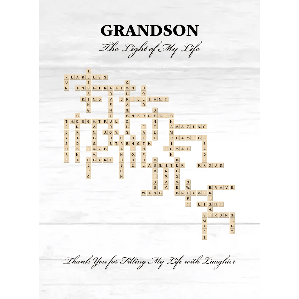 Custom Grandson Word Tile Blanket - ART-BLK396.16 - ARTFULANE