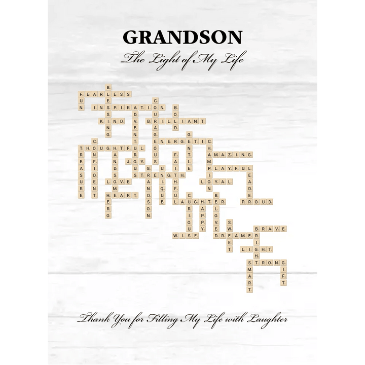 Custom Grandson Word Tile Blanket - ART-BLK396.16 - ARTFULANE