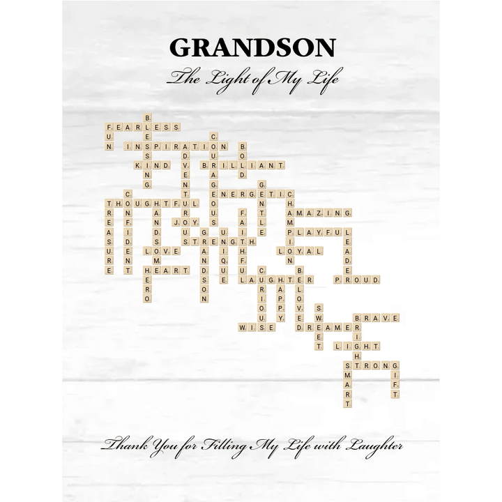 Custom Grandson Word Tile Blanket - ART-BLK396.16 - ARTFULANE