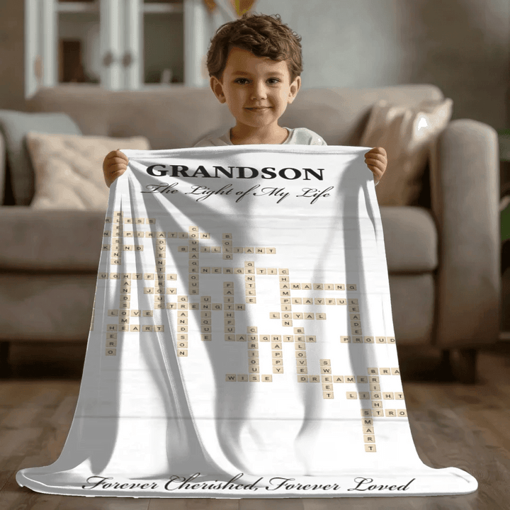 Custom Grandson Word Tile Blanket - ART-BLK396.16 - ARTFULANE