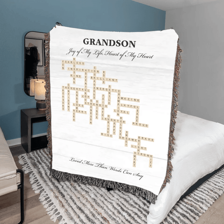 Custom Grandson Word Tile Blanket - ART-BLK396.16 - ARTFULANE