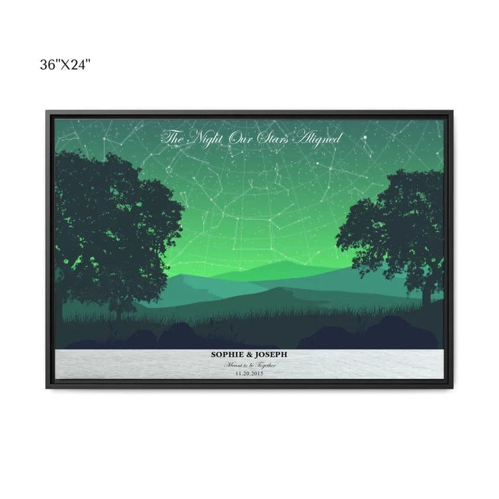 Custom Green Landscape Star Map - ARTFULANE