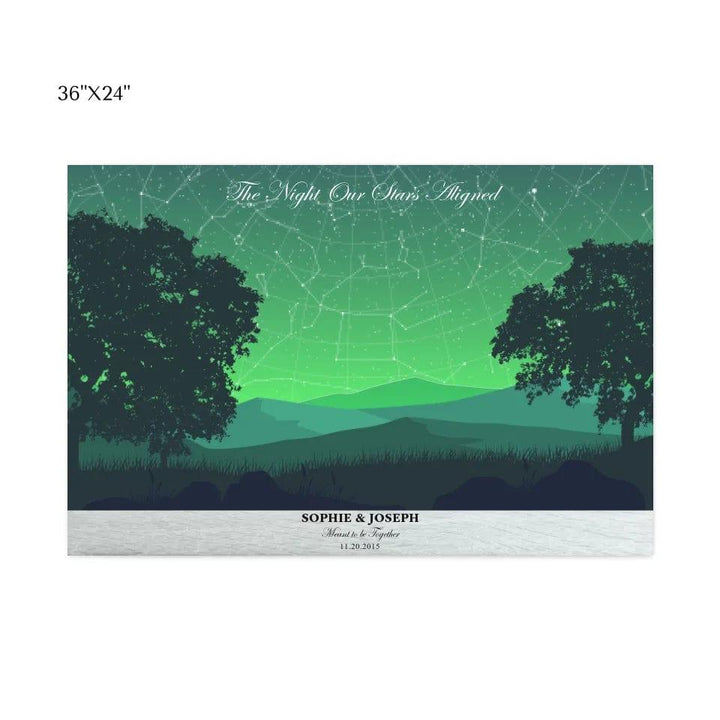 Custom Green Landscape Star Map - ARTFULANE