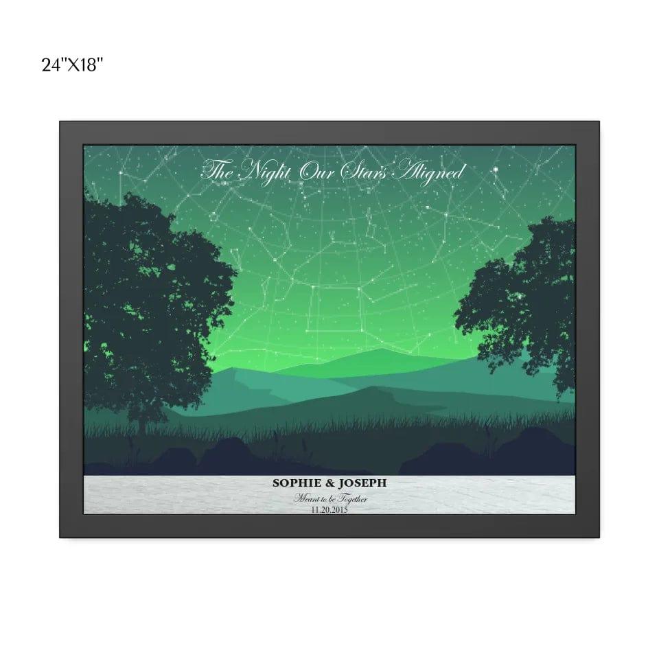 Custom Green Landscape Star Map - ARTFULANE