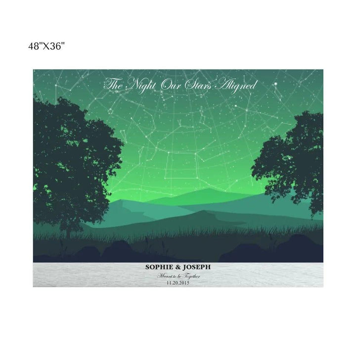 Custom Green Landscape Star Map - ARTFULANE