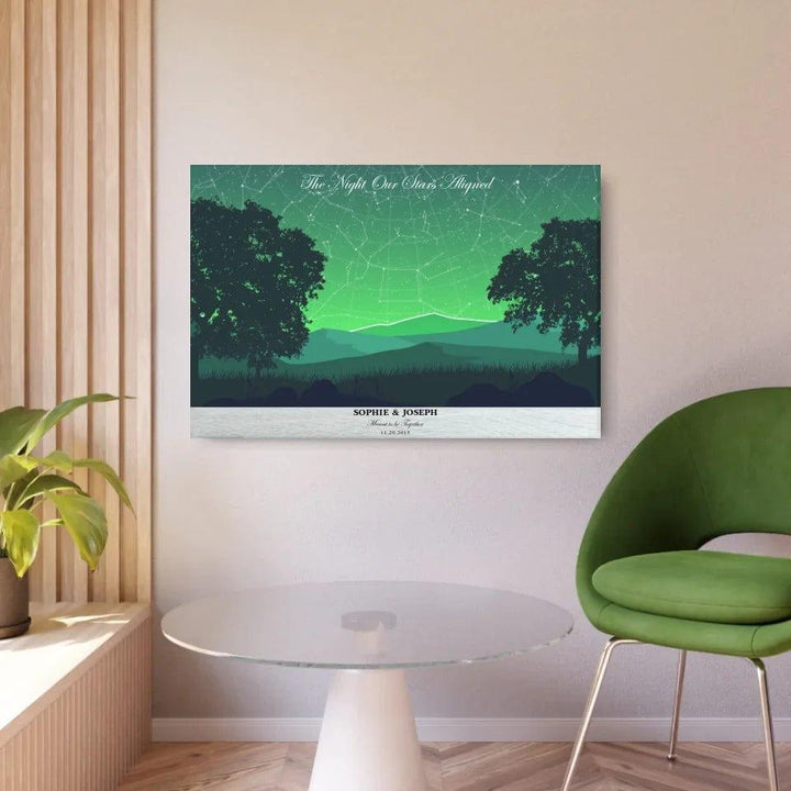 Custom Green Landscape Star Map - ARTFULANE