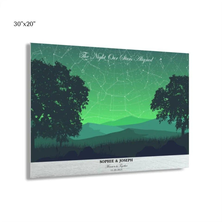 Custom Green Landscape Star Map - ARTFULANE