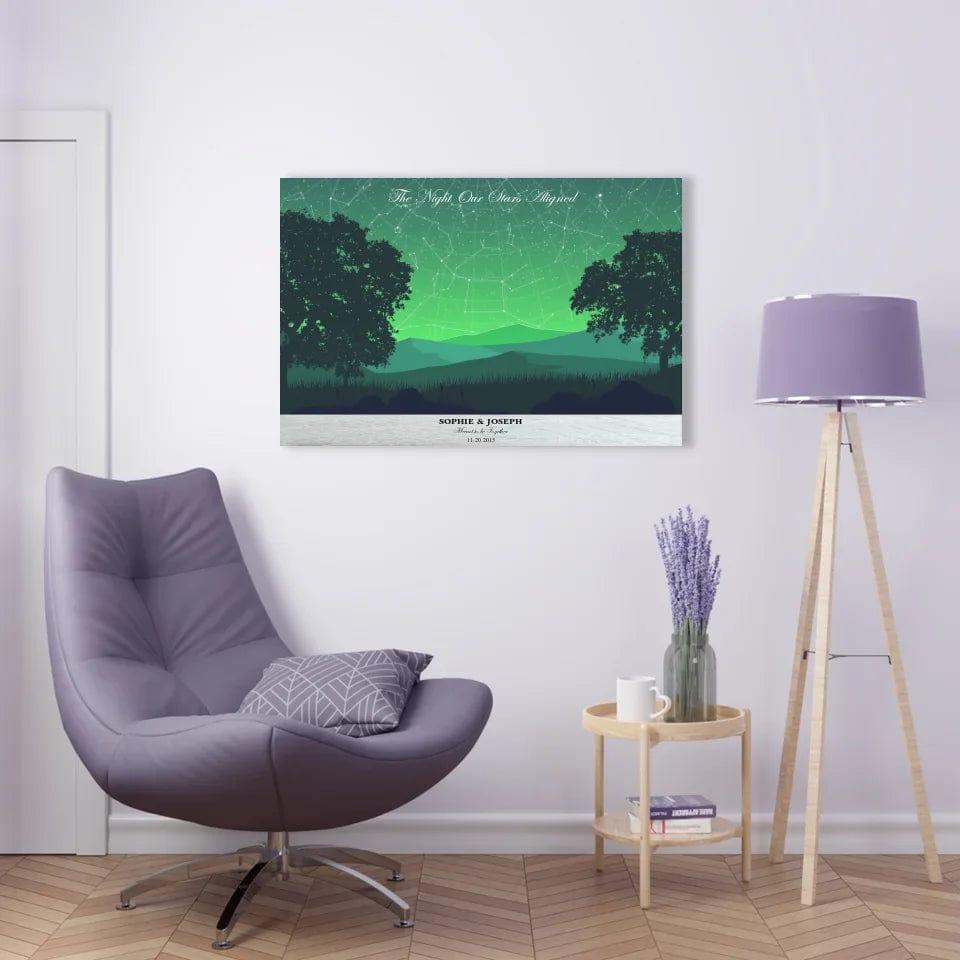 Custom Green Landscape Star Map - ARTFULANE