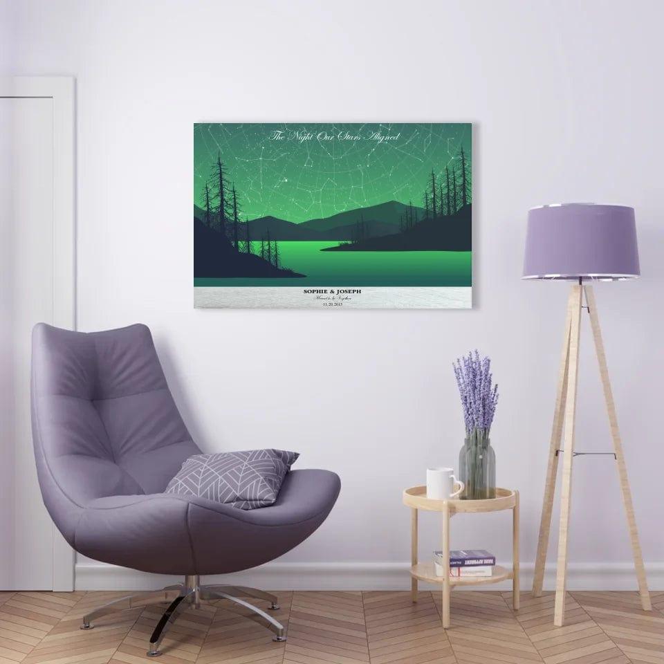 Custom Green River Landscape Star Map - ARTFULANE