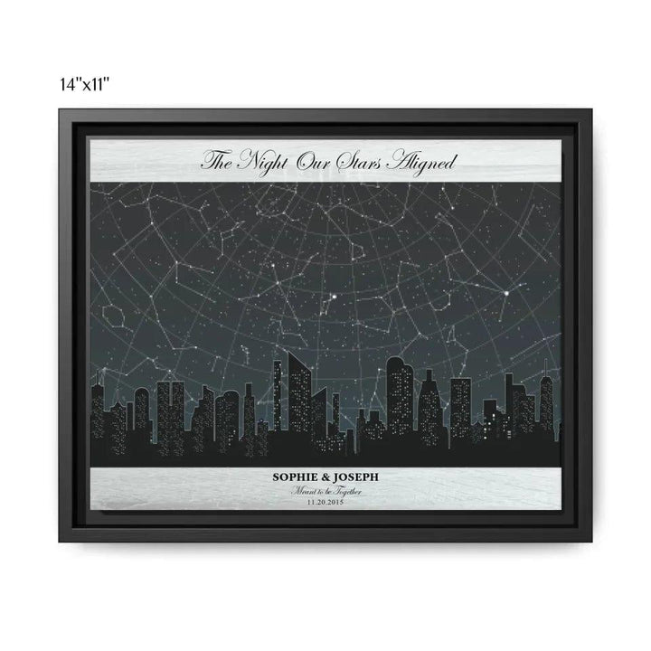 Custom Grey Cityscape Star Map - ARTFULANE