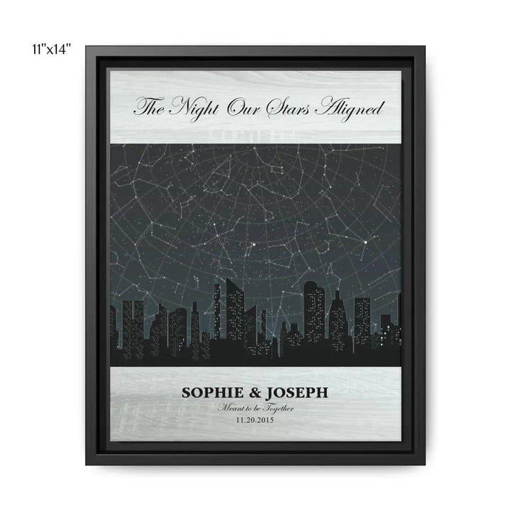 Custom Grey Cityscape Star Map - ARTFULANE