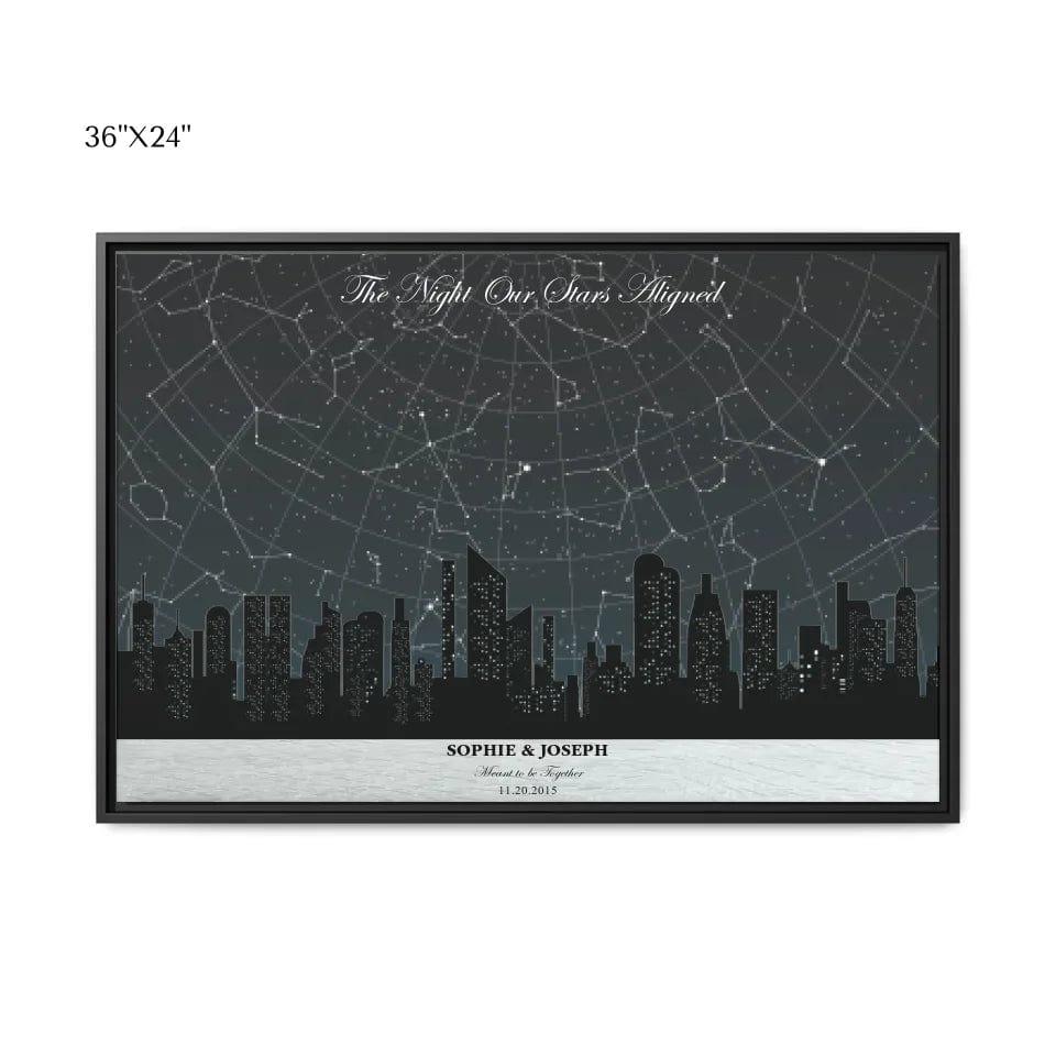 Custom Grey Cityscape Star Map - ARTFULANE