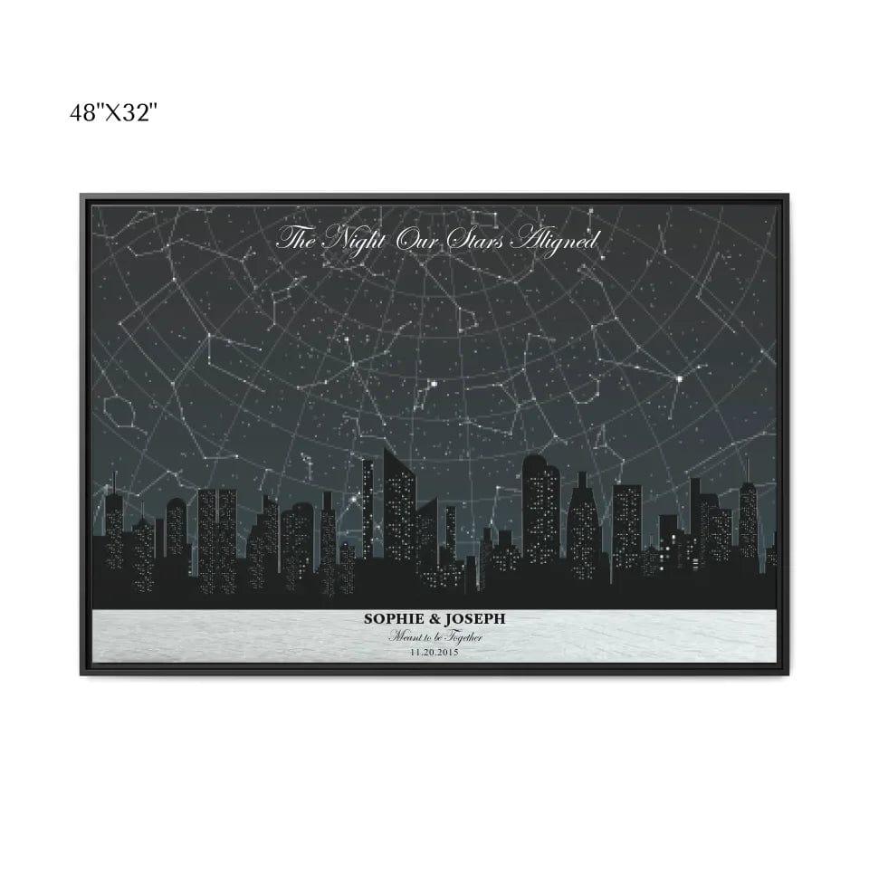 Custom Grey Cityscape Star Map - ARTFULANE