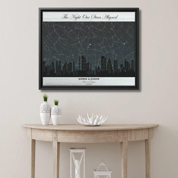 Custom Grey Cityscape Star Map - ARTFULANE