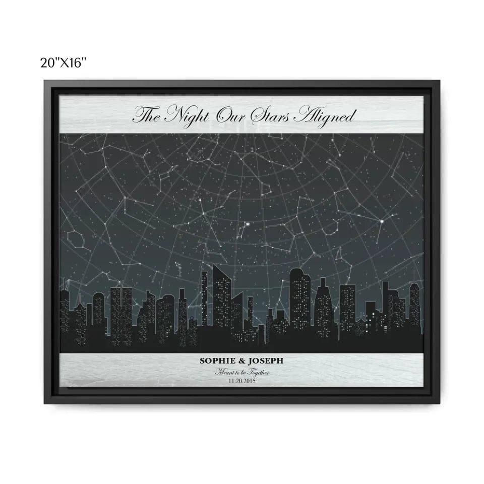 Custom Grey Cityscape Star Map - ARTFULANE