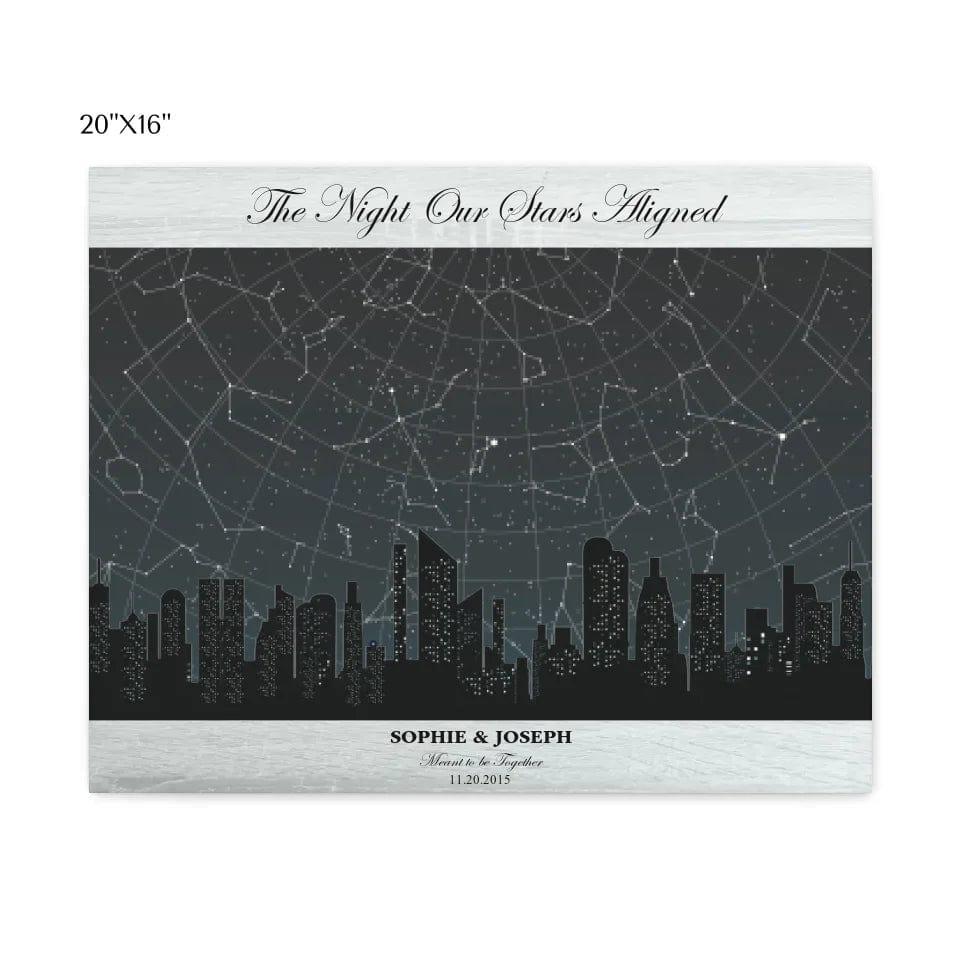 Custom Grey Cityscape Star Map - ARTFULANE