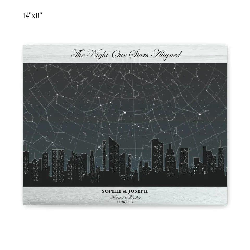 Custom Grey Cityscape Star Map - ARTFULANE