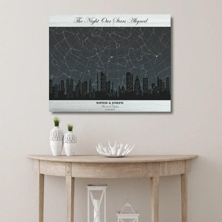 Custom Grey Cityscape Star Map - ARTFULANE