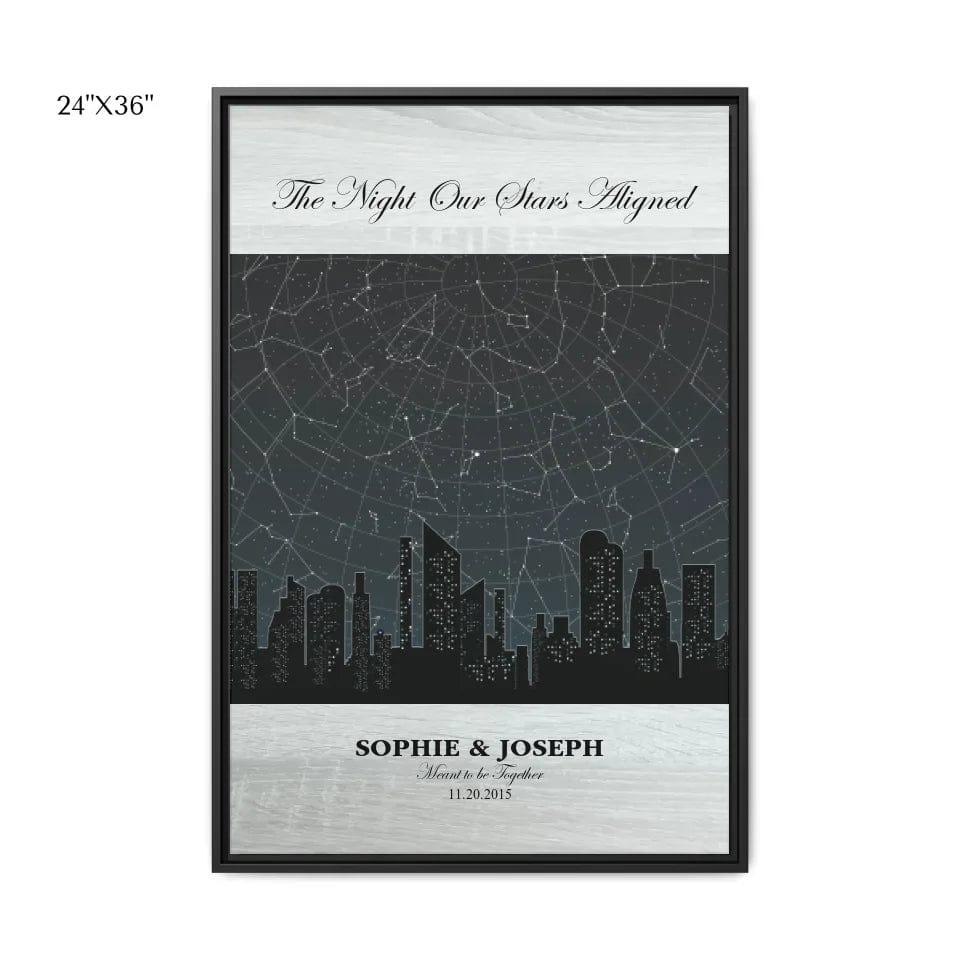 Custom Grey Cityscape Star Map - ARTFULANE