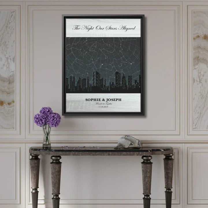 Custom Grey Cityscape Star Map - ARTFULANE