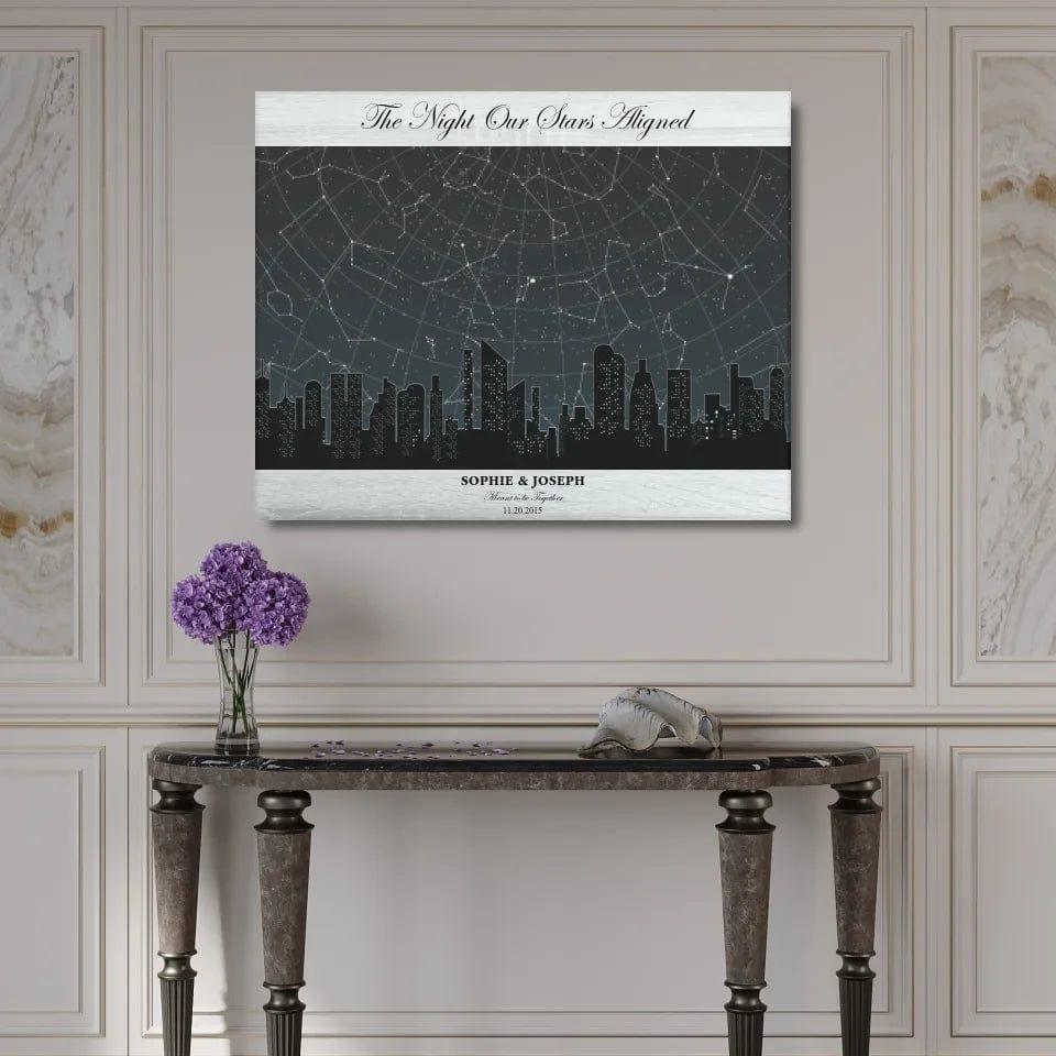 Custom Grey Cityscape Star Map - ARTFULANE