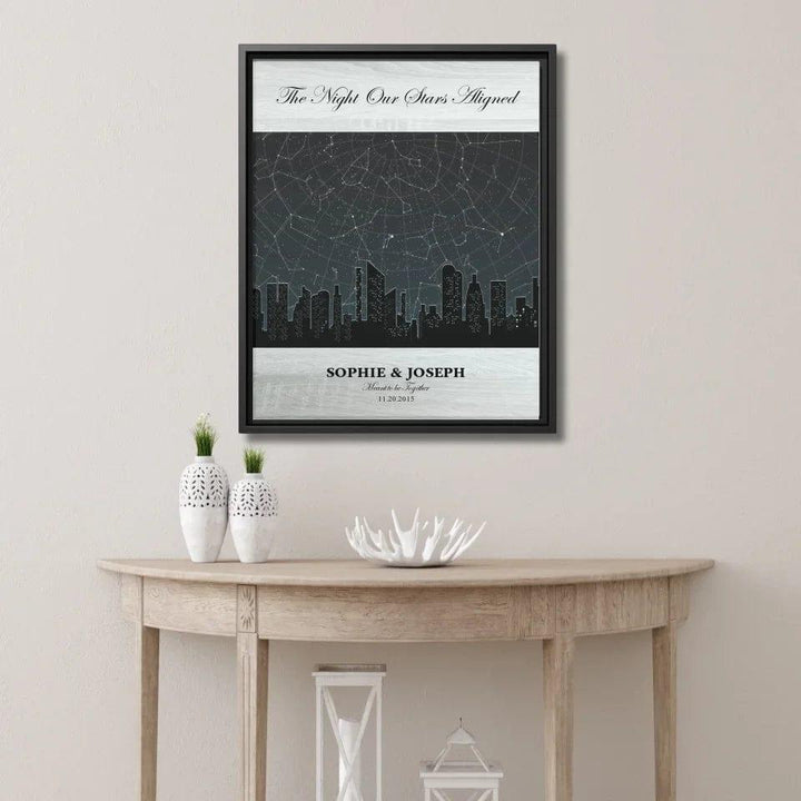 Custom Grey Cityscape Star Map - ARTFULANE