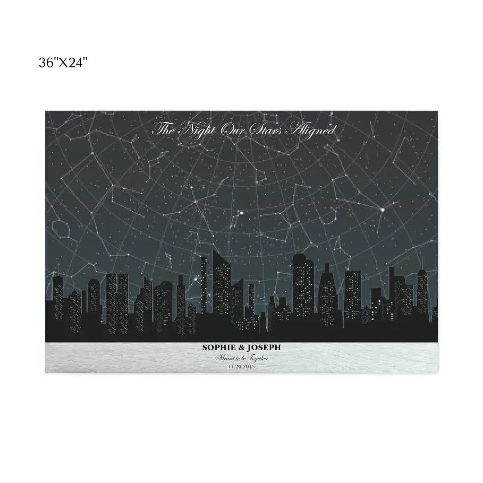 Custom Grey Cityscape Star Map - ARTFULANE