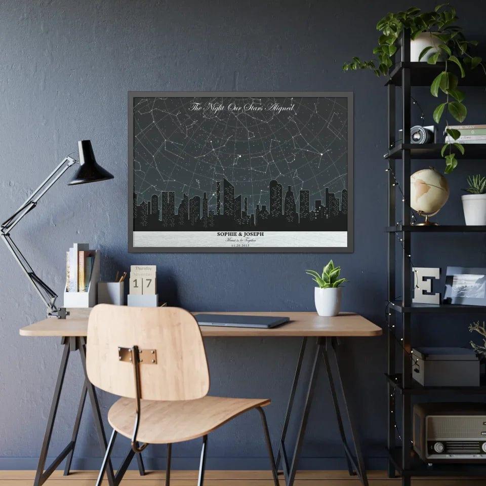 Custom Grey Cityscape Star Map - ARTFULANE