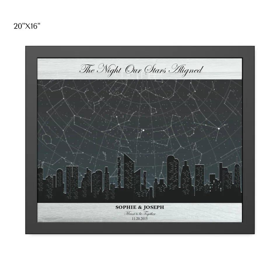 Custom Grey Cityscape Star Map - ARTFULANE