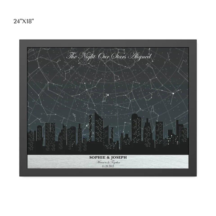 Custom Grey Cityscape Star Map - ARTFULANE