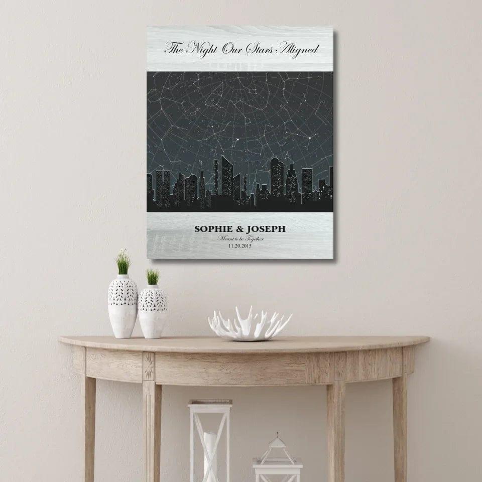 Custom Grey Cityscape Star Map - ARTFULANE